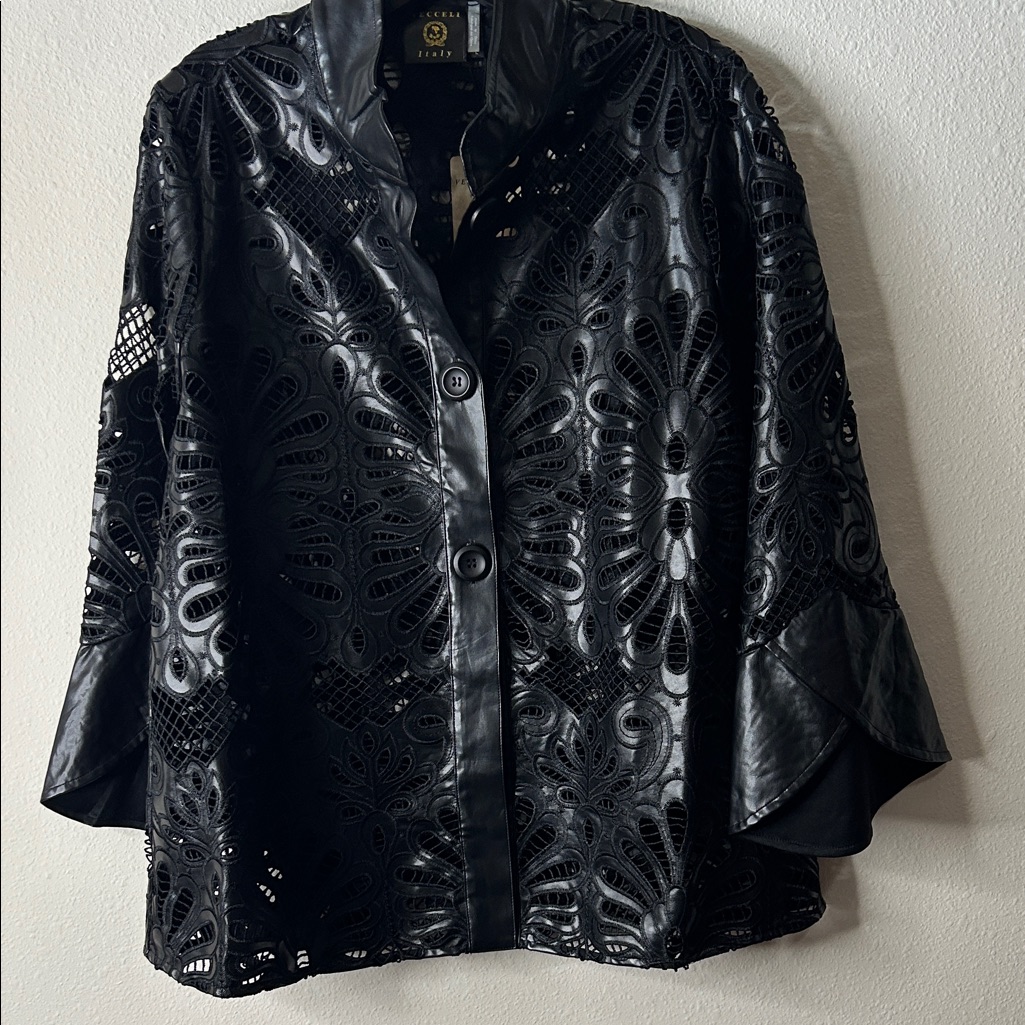 Chico's Black Lace Leather Jacket